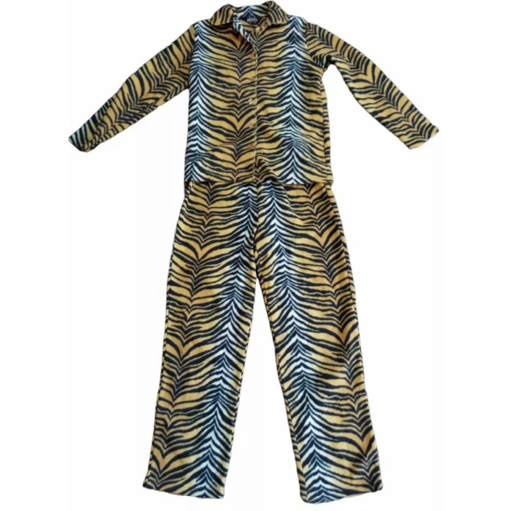 Guide Gear Tiger Striped Warm Fleece Winter 2 Pc Pajamas Womens Small S PJs